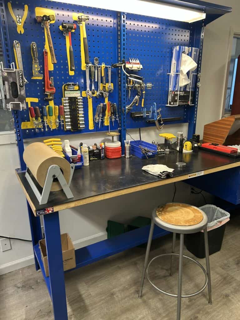 Mechanical seal repair workbench and tool board at DXP Pacific Richmond, CA